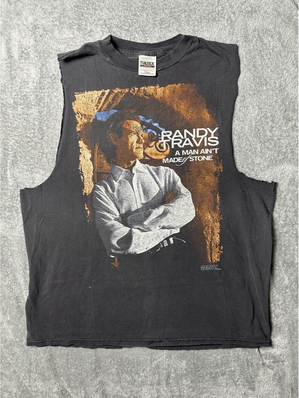 Vintage Randy Travis Tour 2000 Sleeveless T Shirt XL Tultex A Man Ain’t Made